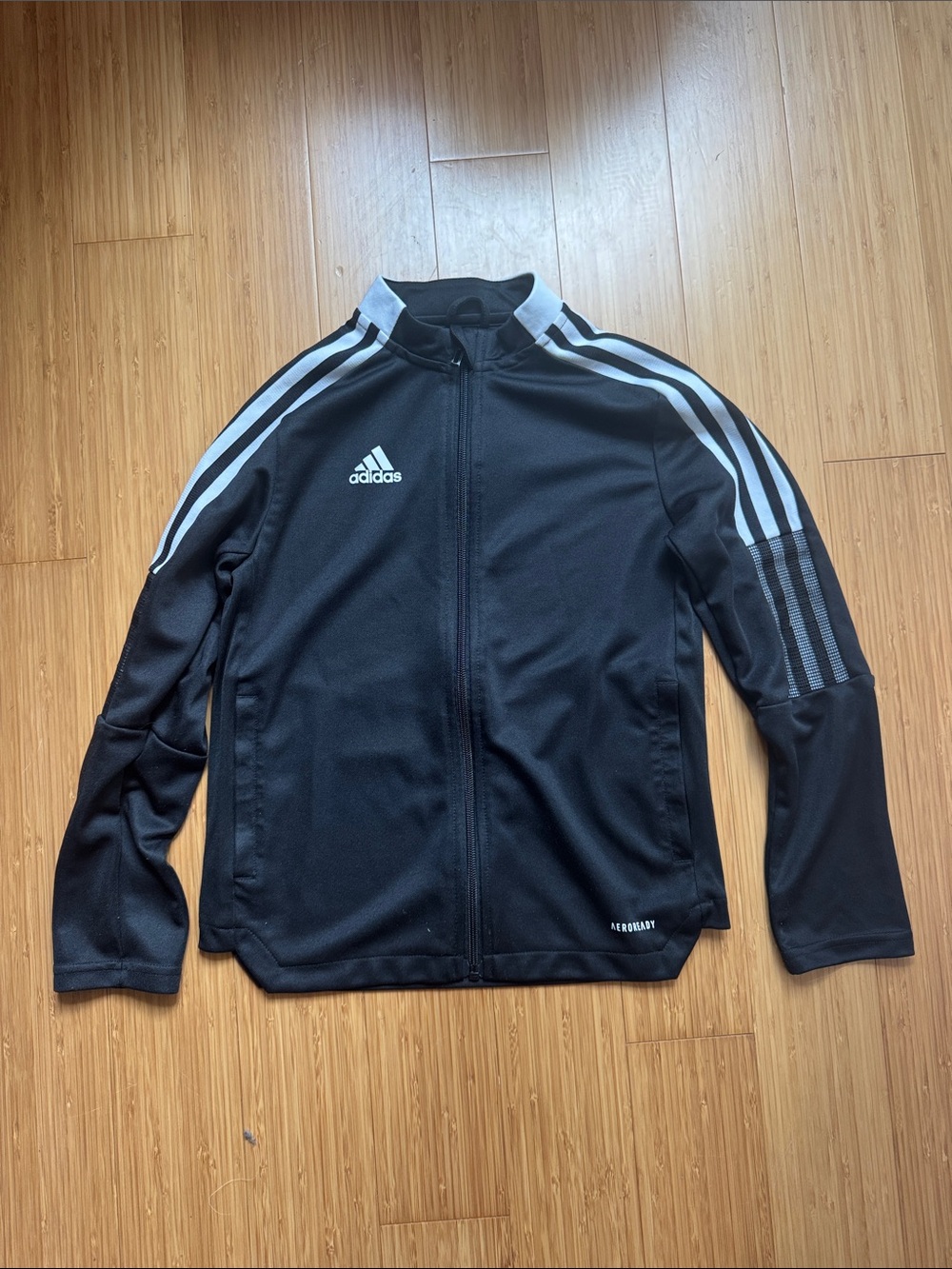 adidas Black Performance Track Jacket with White Stripes